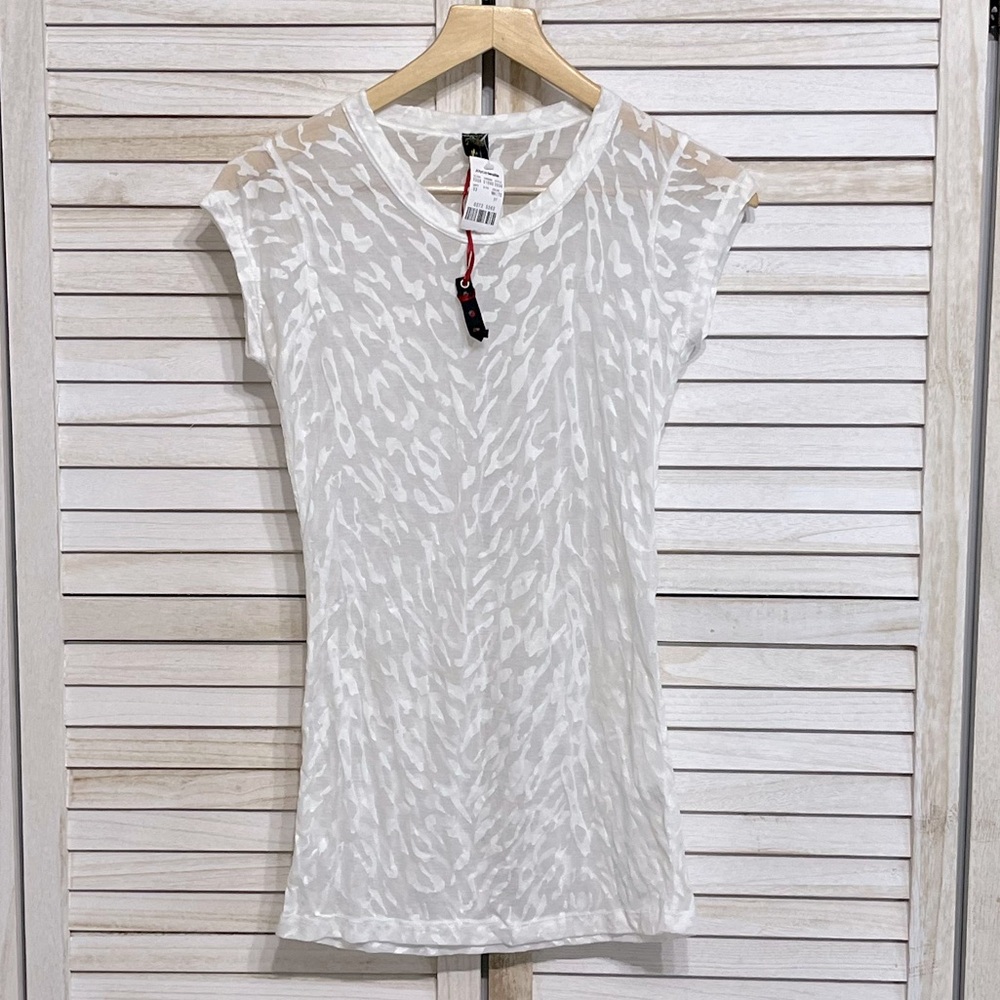 NWT Vintage Y2K POOF Long Sheer Animal Print Tee Size M PRICE FIRM